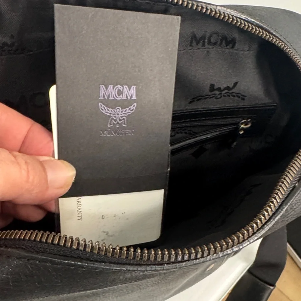 MCM Black Leather Messenger Bag